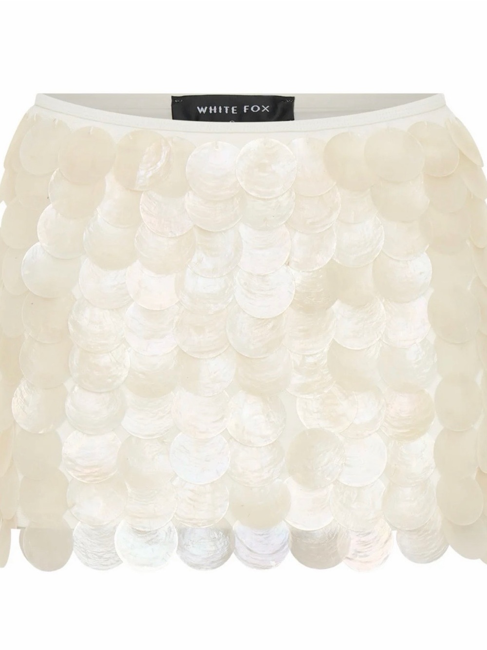 Viral White Fox Shell Disc Mini Skirt